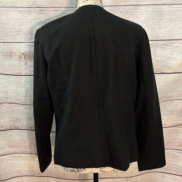 Coldwater Creek Blazer Jacket Fabric Rosettes Black Recycled Wool Artsy Size 10 - Picture 4 of 8